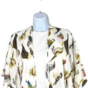 Janice Women's Bird Print Kimono Tassels One Size Cottage Boho‎ Avian Wildlife